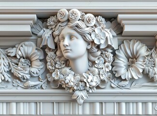 Ornamental Sculpture of a Female Figure with Floral Accents