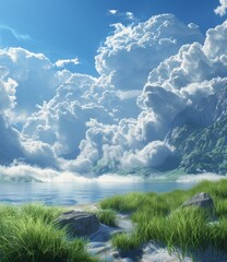 Poster - Stunning Cloudscape Over a Serene Lakeside