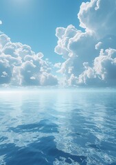 Poster - Stunning Ocean Sky with Fluffy Clouds