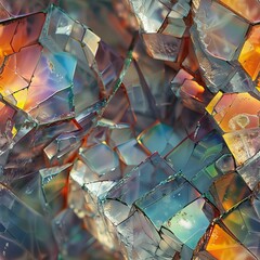 Sticker - Colorful 3D rendering of shattered glass