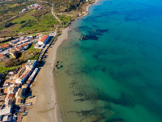 winter view of beach in corfu 