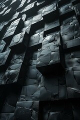 Poster - Black 3D Stone Wall Background