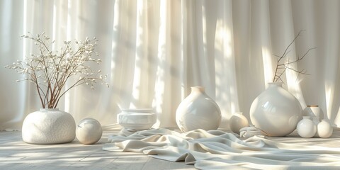 Wall Mural - Elegant White Vase Arrangement in a Soft Light