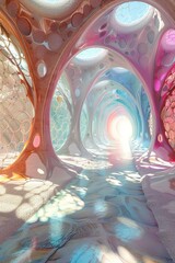 Sticker - Surreal organic architecture with a glowing portal