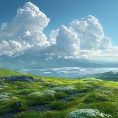 Poster - A Stunning Mountain Landscape with Clouds