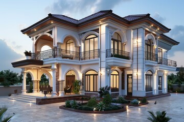 Wall Mural - Luxury Mansion Exterior Design Illustration