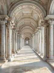 Wall Mural - Ancient Roman Colonnade Hallway Illustrative Scene