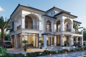 Wall Mural - Luxury Mansion Exterior Design Illustration