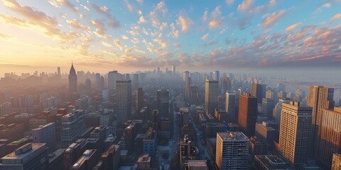 Canvas Print - Sunrise over a Modern City Skyline