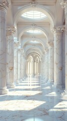 Wall Mural - Elegant White Marble Colonnade Interior