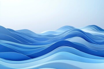 Wall Mural - abstract blue paper waves landscape