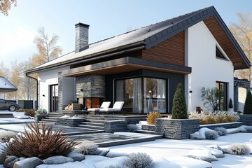 Sticker - Modern Winter House Exterior Design