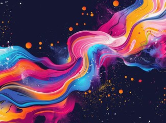 Abstract Colorful Flowing Paint Splatter