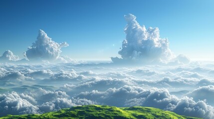 Wall Mural - Amazing Cloud Formations Above Lush Green Hills