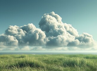 Poster - Vast Clouds Above Lush Green Meadow