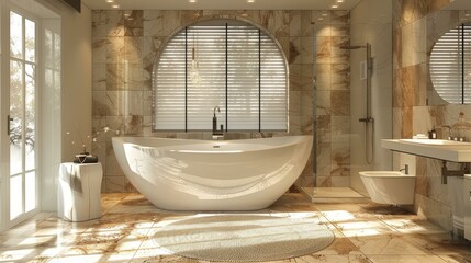 Canvas Print - Modern Luxury Bathroom Design with Bathtub