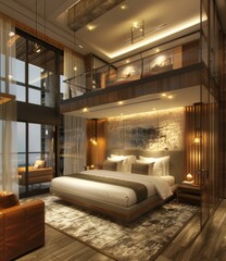 Sticker - Modern Luxury Bedroom with Loft Design