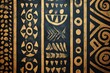 © Umi Sakina - A dark blue background with a gold patterned design of geometric shapes, swirls, and lines.
