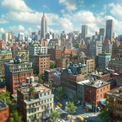 Canvas Print - A Detailed Illustration of a New York City Block