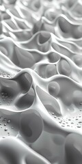 Canvas Print - Abstract White Fluid Forms and Droplets