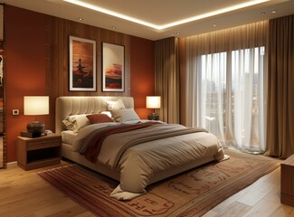 Wall Mural - Modern Bedroom Interior Design Illustration