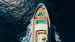 © Aicha - Bird s eye view of cruise ship at sea on sunny day Luxury liner sailing swiftly in open water summer