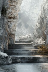 Wall Mural - Abstract Stone Steps Through a Mountain Landscape