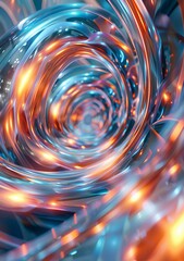 Blue and orange abstract glowing tunnel