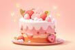 © upnowgraphics - 3D Rendered Strawberry Cake with Pink Frosting and Decorations