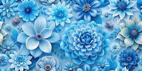 Poster - Vibrant Blue Flower Wallpaper with Delicate Petals Ideal for Backgrounds and Nature-Themed Designs