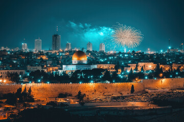 Wall Mural - Jerusalem Fireworks