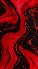 Wall Mural - A red and black gradient marble texture shifts and flows, veins of black weaving deep red, sophistication and timeless luxury, 4k High-Quality gradient luxurious background Animation Video