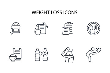 weight loss icon set.vector.editable stroke.linear style sign for use web design,logo.symbol illustr