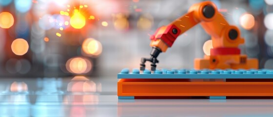 Wall Mural - robotic arm in an automated factory setting