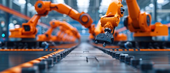 Wall Mural - advanced robotic arms in modern factory setting