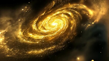 Wall Mural - A golden spiral galaxy swirls in the vastness of space, its glittering stars forming a breathtaking cosmic dance
