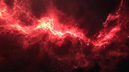 Wall Mural - A fiery red nebula stretches across the night sky, with a scattering of stars visible in the surrounding darkness