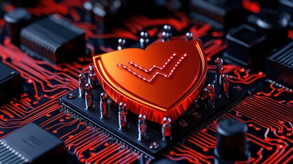 Digital Heart Shield on Circuit Board