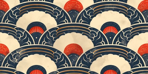 Canvas Print - Japanese Wave Seamless Pattern