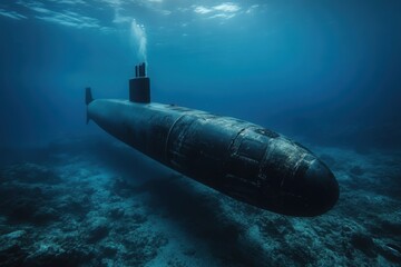 a submarine floating in the water near the shore