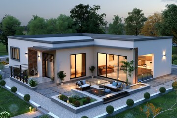 Poster - Modern House Exterior Design Illustration