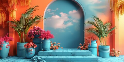 Poster - Colorful Tropical Interior Design Scene