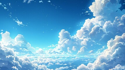 Wall Mural - anime cloudscape with a blue sky