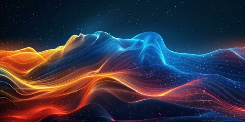 Poster - Abstract Colorful Dynamic Wave Landscape