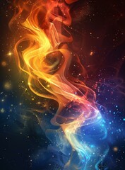 Poster - Abstract Colorful Fire and Smoke in the Universe