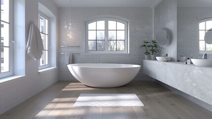 Sticker - Modern Minimalist White Bathroom Design