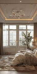 Canvas Print - Elegant Bedroom Interior Design Illustration