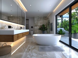 Wall Mural - Modern Luxurious Bathroom with Natural Light