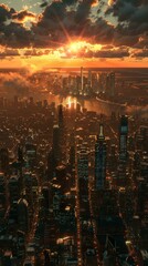 Wall Mural - Sunset Cityscape of Skyscrapers