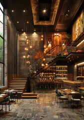 Wall Mural - Industrial Style Restaurant Interior Design